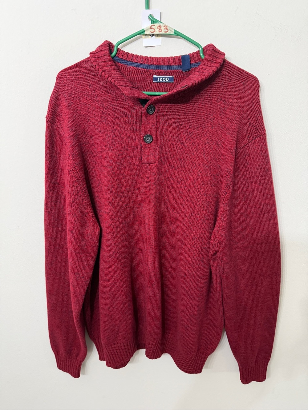 IZOD Women’s Red Shawl Collar Button Pullover Sweater Size XL